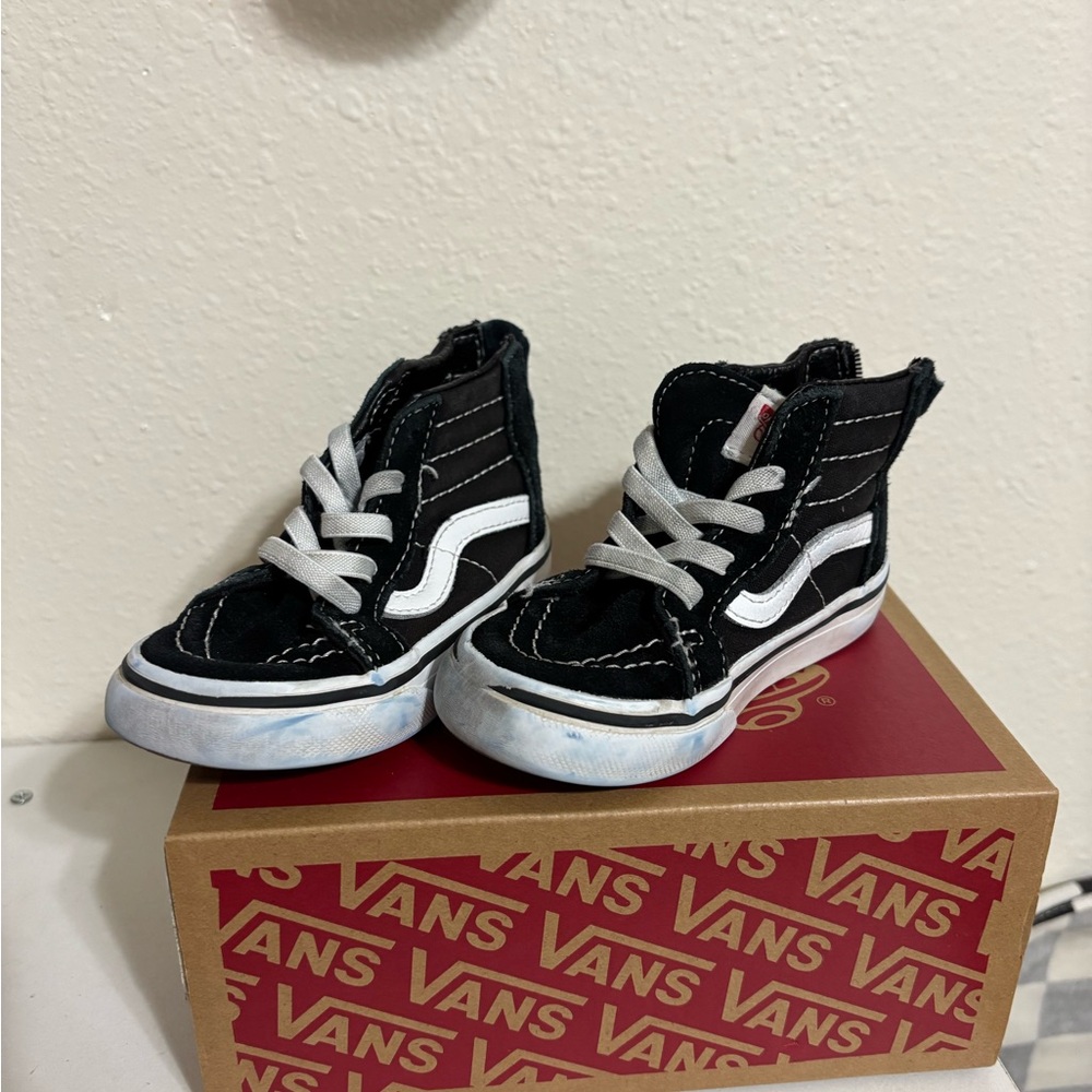 Vans Kids Black and White High-Top Sneakers